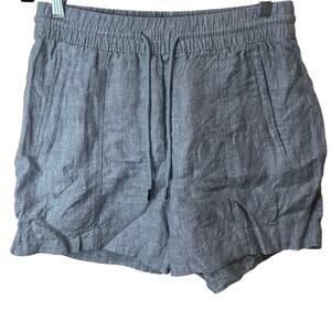 Athleta Linen Pull On Shorts Sz S Gray Blue Casual Comfort Great Condition!